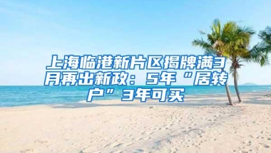 上海临港新片区揭牌满3月再出新政：5年“居转户”3年可买