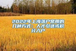 2022年上海落户常用的几种方式：人才引进或积分入户