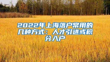 2022年上海落户常用的几种方式：人才引进或积分入户