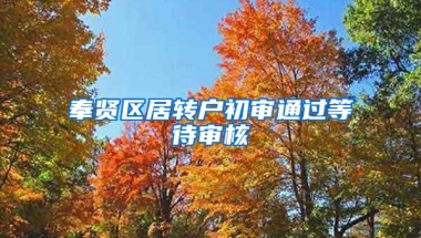 奉贤区居转户初审通过等待审核