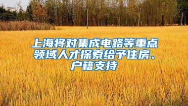 上海将对集成电路等重点领域人才探索给予住房、户籍支持