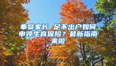 奉贤家长 足不出户如何申领生育保险？最新指南来啦