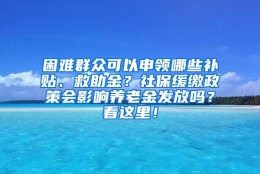 困难群众可以申领哪些补贴、救助金？社保缓缴政策会影响养老金发放吗？看这里！