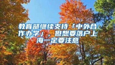 教育部继续支持「中外合作办学」，但想要落户上海一定要注意