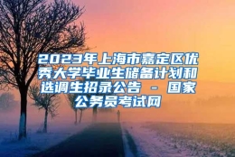 2023年上海市嘉定区优秀大学毕业生储备计划和选调生招录公告 - 国家公务员考试网