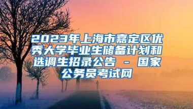 2023年上海市嘉定区优秀大学毕业生储备计划和选调生招录公告 - 国家公务员考试网