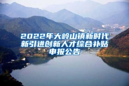 2022年大岭山镇新时代新引进创新人才综合补贴申报公告