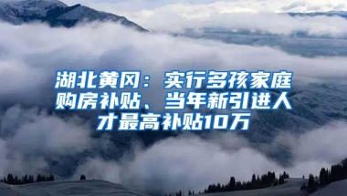 湖北黄冈：实行多孩家庭购房补贴、当年新引进人才最高补贴10万