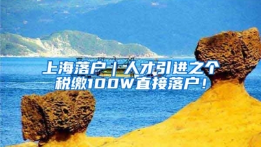 上海落户｜人才引进之个税缴100W直接落户！