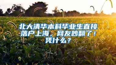 北大清华本科毕业生直接落户上海，网友吵翻了！凭什么？