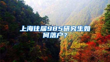 上海往届985研究生如何落户？