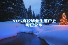 985高校毕业生落户上海已公布