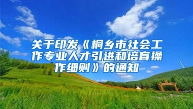 关于印发《桐乡市社会工作专业人才引进和培育操作细则》的通知