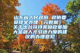 山东省人民政府 政协委员提案办理（元数据） 关于出台扶持奖励政策加大金融人才引进力度的建议的办理意见