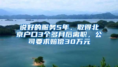 说好的服务5年，取得北京户口3个多月后离职，公司要求赔偿30万元