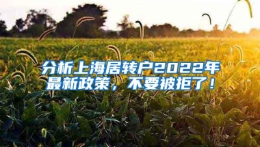 分析上海居转户2022年最新政策，不要被拒了！