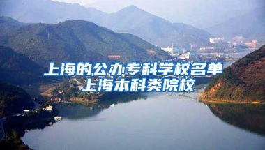 上海的公办专科学校名单 上海本科类院校