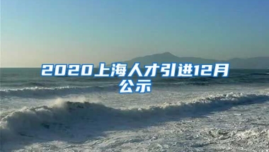 2020上海人才引进12月公示