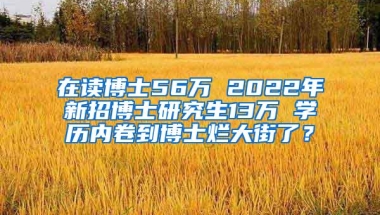 在读博士56万 2022年新招博士研究生13万 学历内卷到博士烂大街了？