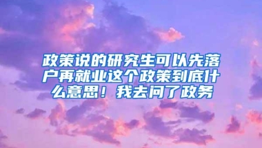 政策说的研究生可以先落户再就业这个政策到底什么意思！我去问了政务