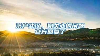 落户武汉，你关心的问题官方回复了