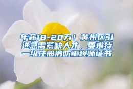 年薪18-20万！黄州区引进急需紧缺人才，要求持一级注册消防工程师证书