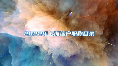 2022年上海落户职称目录