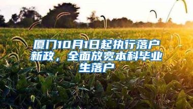 厦门10月1日起执行落户新政，全面放宽本科毕业生落户