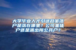 大学毕业人才引进政策落户是落在哪里？公司集体户还是派出所公共户？