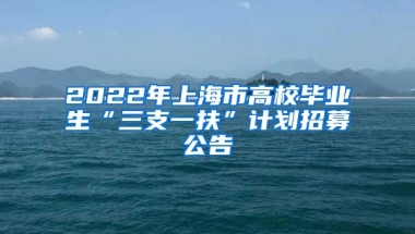 2022年上海市高校毕业生“三支一扶”计划招募公告