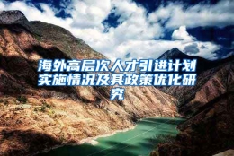 海外高层次人才引进计划实施情况及其政策优化研究