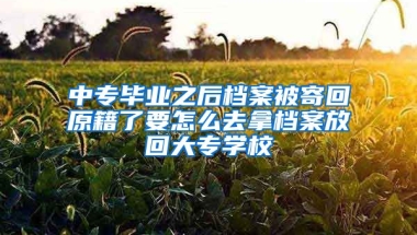 中专毕业之后档案被寄回原籍了要怎么去拿档案放回大专学校