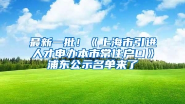 最新一批！《上海市引进人才申办本市常住户口》浦东公示名单来了