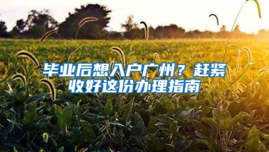 毕业后想入户广州？赶紧收好这份办理指南