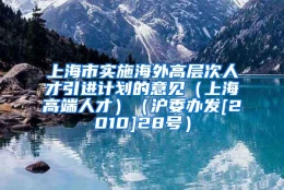 上海市实施海外高层次人才引进计划的意见（上海高端人才）（沪委办发[2010]28号）