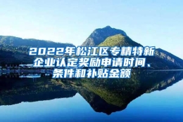 2022年松江区专精特新企业认定奖励申请时间、条件和补贴金额