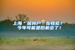 上海＂居转户＂在收紧？ 今年可能是后机会了！