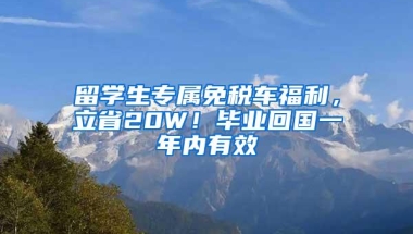 留学生专属免税车福利，立省20W！毕业回国一年内有效