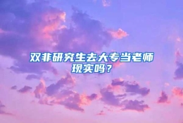 双非研究生去大专当老师现实吗？