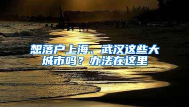 想落户上海、武汉这些大城市吗？办法在这里