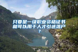 只要是一级职业资格证书就可以用于人才引进落户？