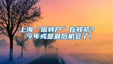 上海“居转户”在收紧？ 今年或是最后机会了！