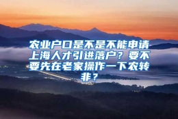 农业户口是不是不能申请上海人才引进落户？要不要先在老家操作一下农转非？