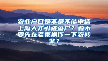 农业户口是不是不能申请上海人才引进落户？要不要先在老家操作一下农转非？