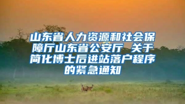 山东省人力资源和社会保障厅山东省公安厅 关于简化博士后进站落户程序的紧急通知