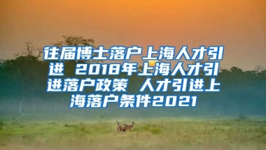 往届博士落户上海人才引进 2018年上海人才引进落户政策 人才引进上海落户条件2021