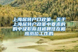 上海居转户口政策，关于上海居转户政策中要求的的中级职称且被聘任在相应岗位工作的