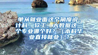 单从就业面这个角度说，计科，软工，大数据这三个专业哪个好？（本科毕业直接就业）？