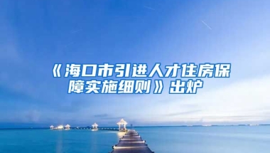 《海口市引进人才住房保障实施细则》出炉