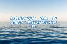 想在上海落户，这些“投机取巧”的行为是行不通的